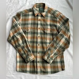 Woolrich Flannel Shirt Mens Medium Green Orange Plaid Check Y2K Lumberjack